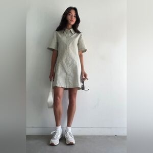 Oat + Fort Collared Mini Gingham Dress